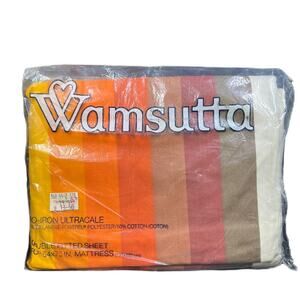Vintage Wamsutta Tomorrow's Rainbow Double Fitted Sheet NIP Younkers